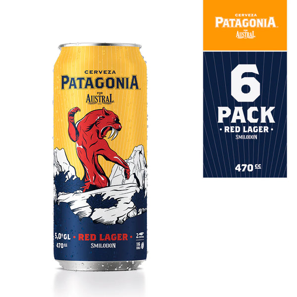 6x Cerveza Austral Patagonia Red Lager Lata 470cc